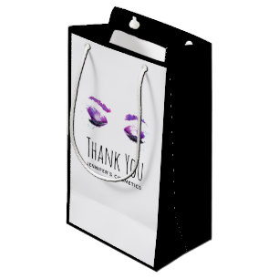 Petit Sac Cadeau Merci d'aquarelle violet glamour aux yeux et aux b