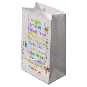 Petit Sac Cadeau Merci en langues étrangères