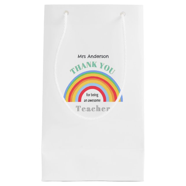 Petit Sac Cadeau Merci Enseignant Arc-en-ciel Personnalisé (Devant)