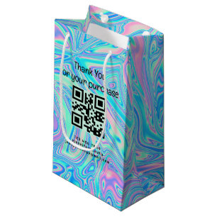 Petit Sac Cadeau merci holographique code qr business élégant