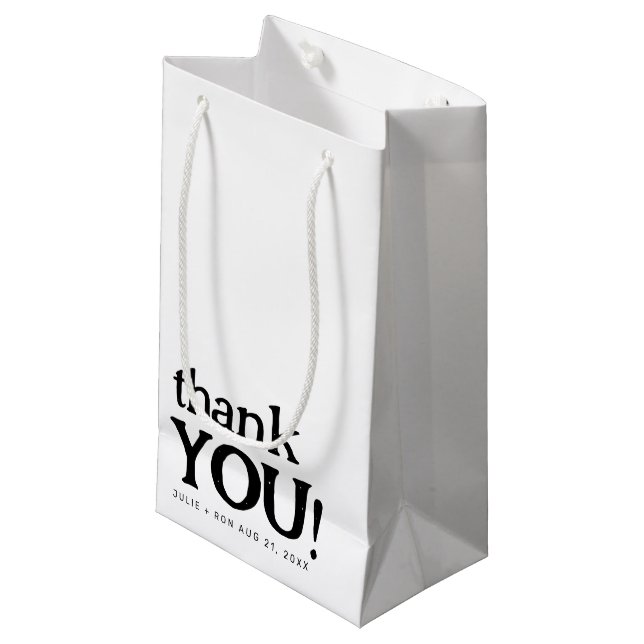 Petit Sac Cadeau Merci Mariage minimal simple (Devant Angle)