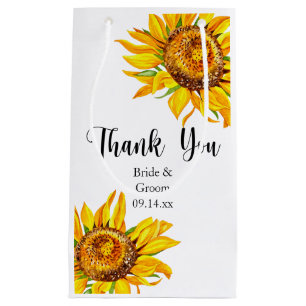 Petit Sac Cadeau Merci Tournesol jaune sur Mariage Petit cadeau B