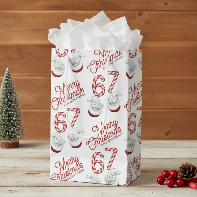 Petit Sac Cadeau Merry Christmas Candy Cane 6-7 Meme Pattern (Créateur téléchargé)