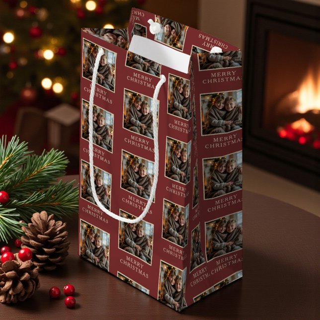 Petit Sac Cadeau Merry Christmas Red Photo Holiday (Créateur téléchargé)