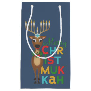 Petit Sac Cadeau Merry Christmukkah Reindeer