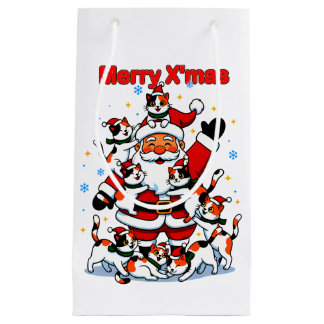 Petit Sac Cadeau “Merry X’mas” Whimsical Holiday Chaos Design