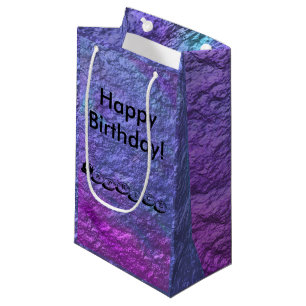 Petit Sac Cadeau Métalliques pourpres personnalisent le texte