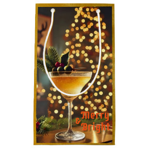 Petit Sac Cadeau Mi-Siècle Noël Joyeux & Cocktail lumineux
