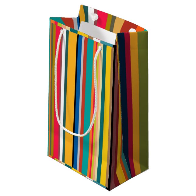Petit Sac Cadeau Mid-Century Modern Stripes  (Devant Angle)