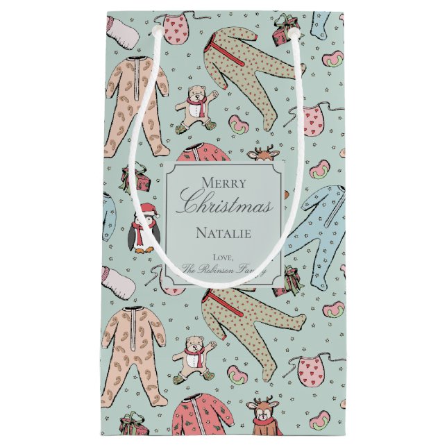 Petit Sac Cadeau Mignonne Mint Green Baby Girl Christmas Custom (Devant)