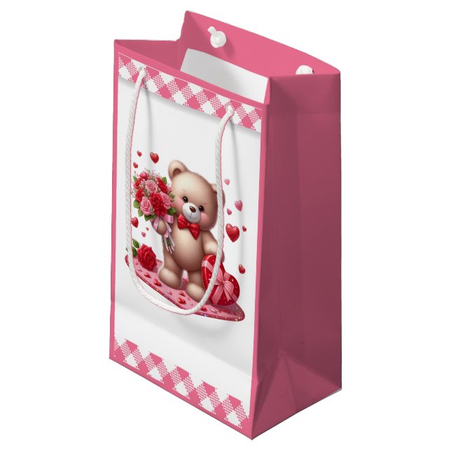 Petit Sac Cadeau Mignonne Valentine's Day Teddy Bear (Devant Angle)