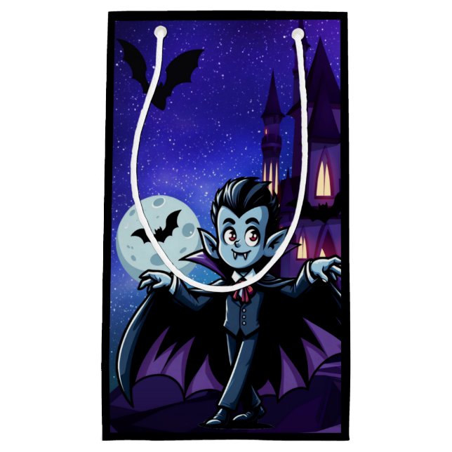 Petit Sac Cadeau Mignonne, whimsical Halloween vampire (Devant)