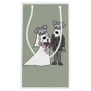 Petit Sac Cadeau Miniature Schnauzer Chien Bride et Mariage de cham