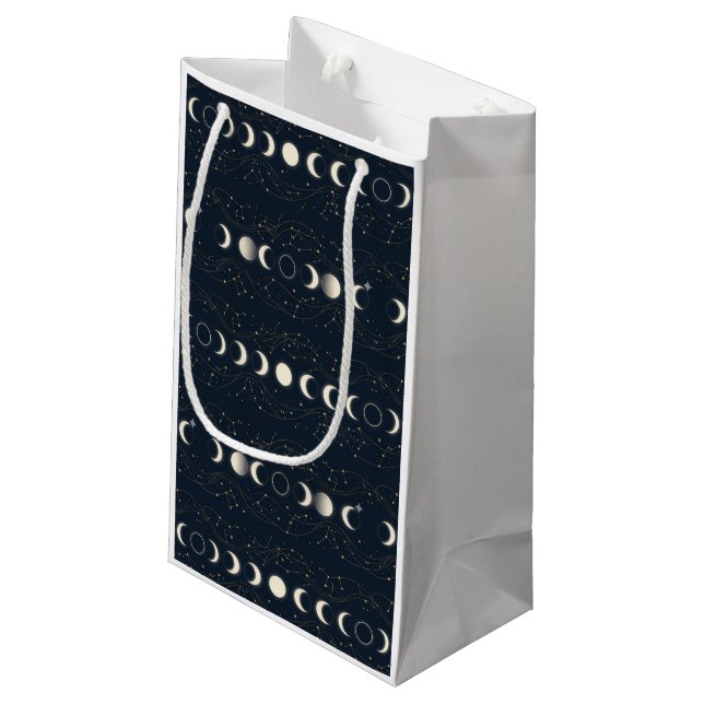 Petit Sac Cadeau Minimalist Lunar Phases Pattern with Stars and Nig (Dos Angle)