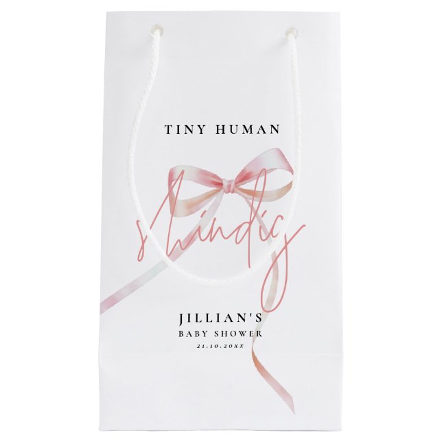 Petit Sac Cadeau Minuscule Baby shower humain Shindig rose (Devant)