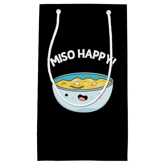 Petit Sac Cadeau Miso Happy Funny Soup Pun Dark BG (Devant)
