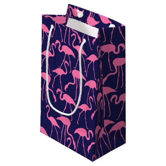 Petit Sac Cadeau Modèle marine et flamant rose (Devant Angle)