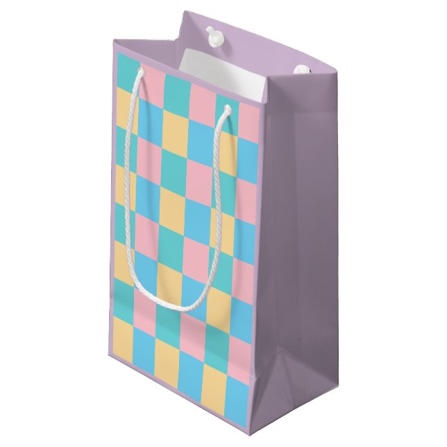 Petit Sac Cadeau Modèle moderne violet rose bleu vert jaune (Devant Angle)