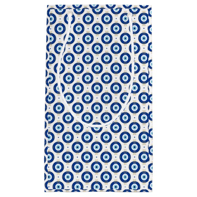 Petit Sac Cadeau Modern Evil Eye Pattern Blue & Gold Protection (Devant)