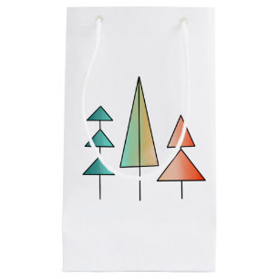 Petit Sac Cadeau moderne arc-en-ciel arbres roses sarcelle simple m