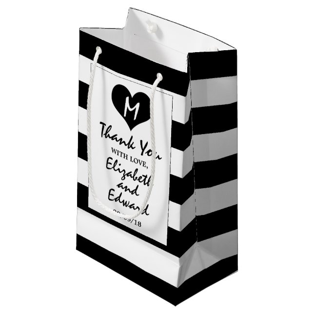 Petit Sac Cadeau Moderne Chic Mariage noir et blanc (Devant Angle)