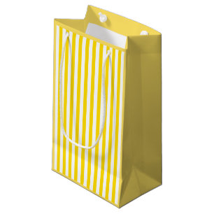 Petit Sac Cadeau Moderne élégant de modèle rayé blanc jaune chic