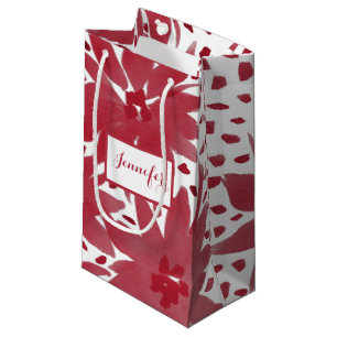Petit Sac Cadeau Moderne PersonnaliséDesign Floral Ruby Red Cadeau 