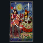 Petit Sac Cadeau Mona Lisa Romantic Funny Art coloré<br><div class="desc">Cette merveilleuse invitation prend des éléments de la Mona Lisa et de Van Gogh's Starry nuit pour faire un thème mariage exceptionnellement unique et fantasque stationnaire pour une invitation, merci, numéro de table, et plus encore! Mona Lisa - Cette image présente la Mona Lisa avec son homme, dansant dans la...</div>