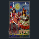 Petit Sac Cadeau Mona Lisa Romantic Funny Art coloré<br><div class="desc">Cette merveilleuse invitation prend des éléments de la Mona Lisa et de Van Gogh's Starry nuit pour faire un thème mariage exceptionnellement unique et fantasque stationnaire pour une invitation, merci, numéro de table, et plus encore! Mona Lisa - Cette image présente la Mona Lisa avec son homme, dansant dans la...</div>