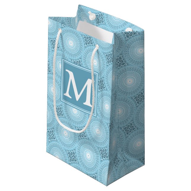 Petit Sac Cadeau Monogramme ange bleu cercles motif (Devant Angle)