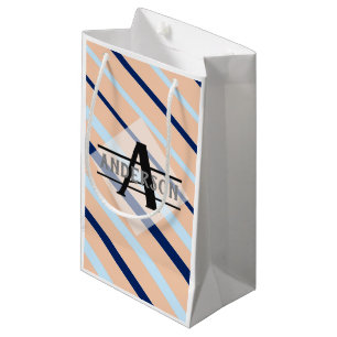 Petit Sac Cadeau Monogramme bleu marine rose
