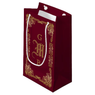 Petit Sac Cadeau Monogramme Bourgogne Mariage classique de cadre d'