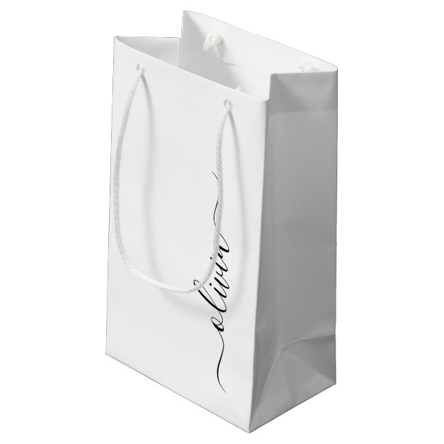 Petit Sac Cadeau Monogramme de nom féminin de script moderne noir e (Dos Angle)