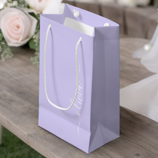 Petit Sac Cadeau Monogramme de nom féminin écriture moderne lavande (Créateur téléchargé)