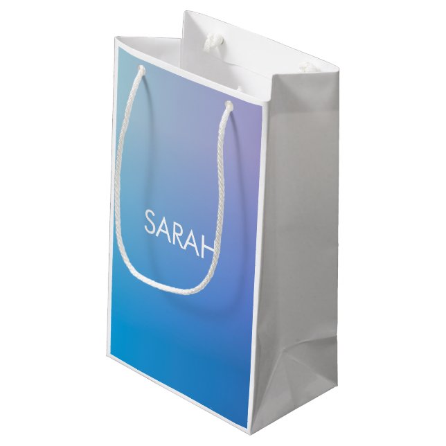 Petit Sac Cadeau Monogramme Dégradé Bleu (Dos Angle)