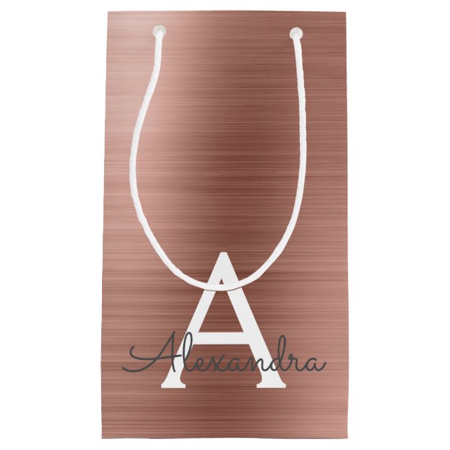 Petit Sac Cadeau Monogramme en acier inoxydable rose Rose Rose Rose (Devant)