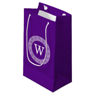 Petit Sac Cadeau Monogramme initial du cadre de ligne clé grecque v