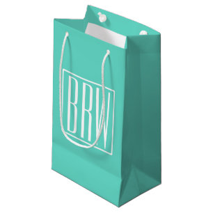 Petit Sac Cadeau Monogramme Initiales 3 Moderne Gras Blanc Sur Aq