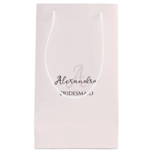 Petit Sac Cadeau Monogramme minimaliste moderne Bridesmaid rose pâl