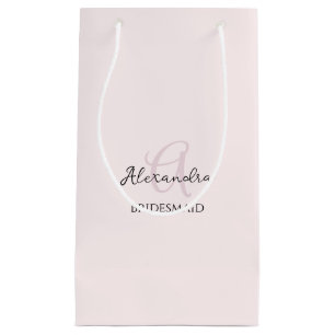 Petit Sac Cadeau Monogramme minimaliste moderne Bridesmaid rose pâl