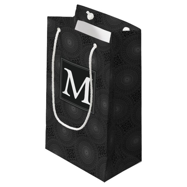 Petit Sac Cadeau Monogramme motif des cercles de charbon (Devant Angle)