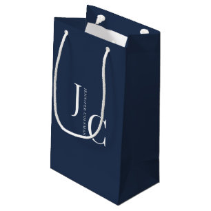 Petit Sac Cadeau Monogramme professionnel minimaliste moderne bleu