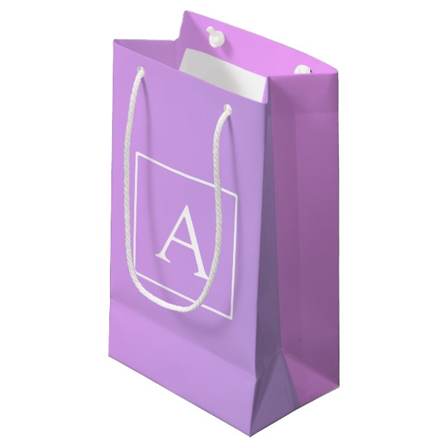 Petit Sac Cadeau Monogramme simple | Ombre subtil rose/violet (Devant Angle)