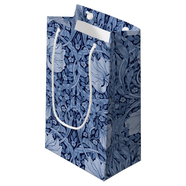 Petit Sac Cadeau Monotone bleu Pimpernel, William Morris (Devant Angle)