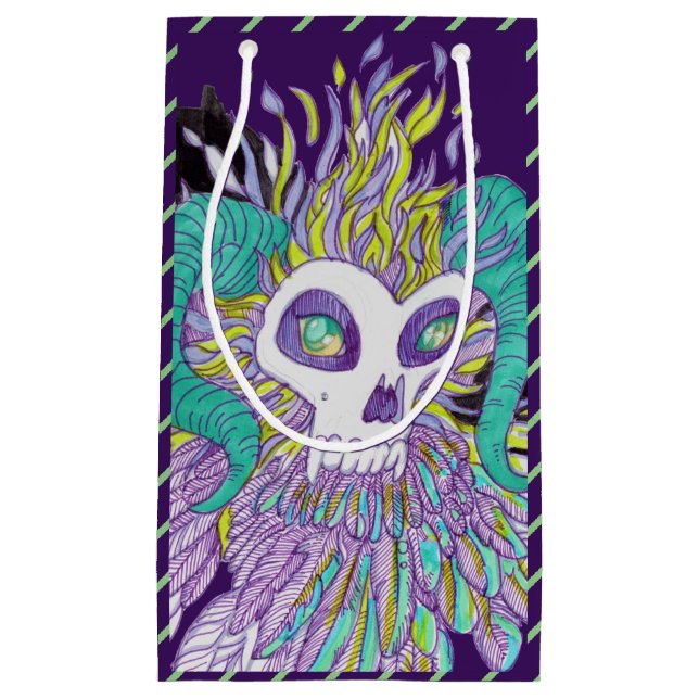 Petit Sac Cadeau Monstre Éffrayant de plumes de démon (Devant)