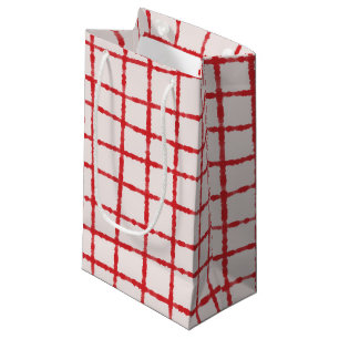 Petit Sac Cadeau Motif à carreaux rose rouge, élégant et festif
