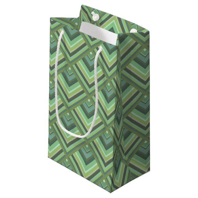 Petit Sac Cadeau Motif à échelle à rayures vert olive (Devant Angle)