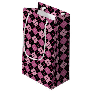 Petit Sac Cadeau Motif à motifs de losanges dans le noir et le ros