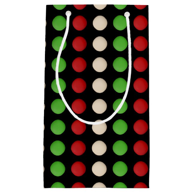 Petit Sac Cadeau Motif à points rouges verts blancs (Devant)