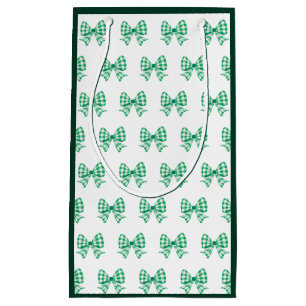 Petit Sac Cadeau Motif arc en vichy blanc vert